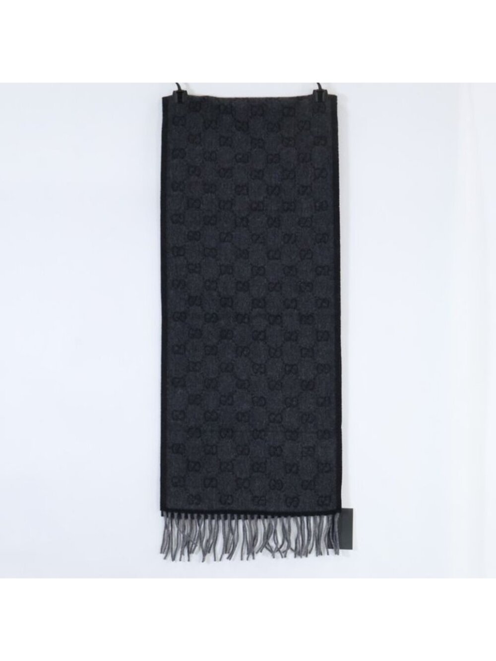 Gucci GG Pattern Sherry Line Wool Fringe Scarf - Picture 3 of 9